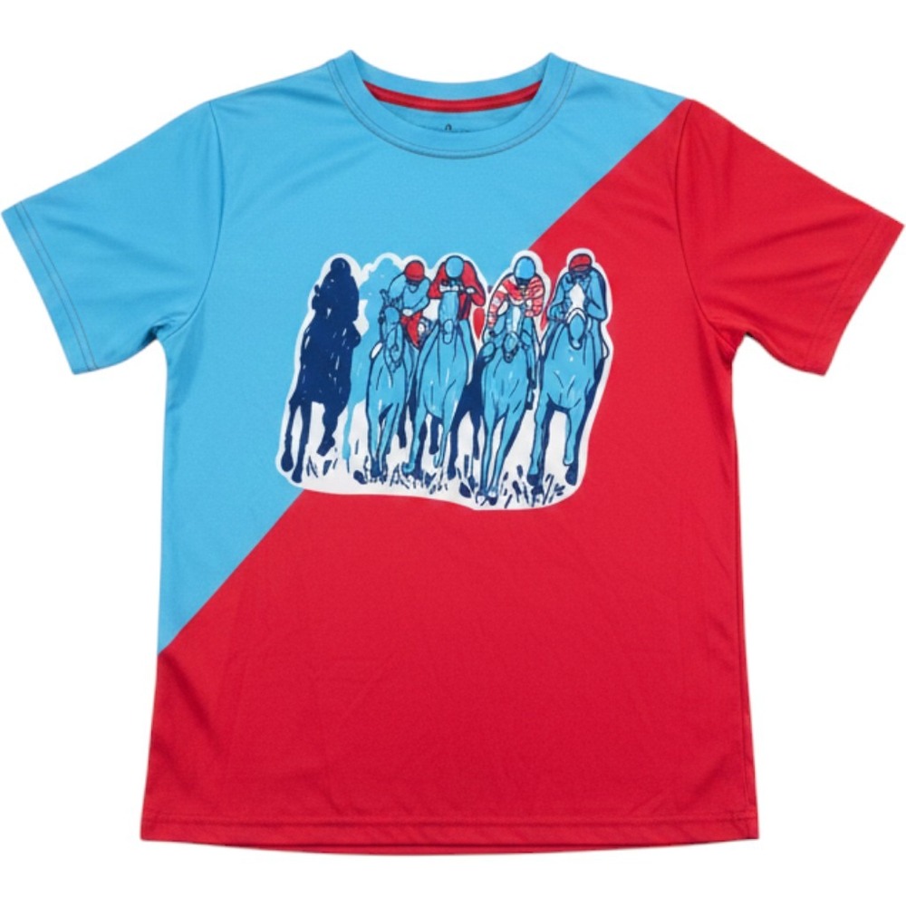 Vive La Fete Kentucky Derby 150 Horse Racing Graphic T-Shirt Red Blue Kids L